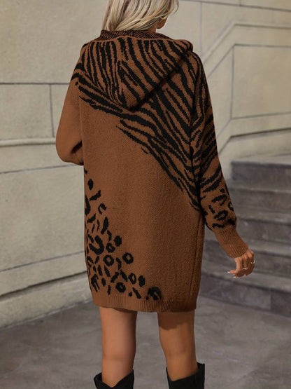 Hooded Print Cardigan