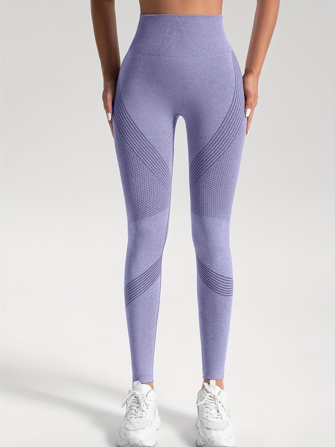 2 Pairs of High-Waisted Seamless Leggings for Gym and Activewear