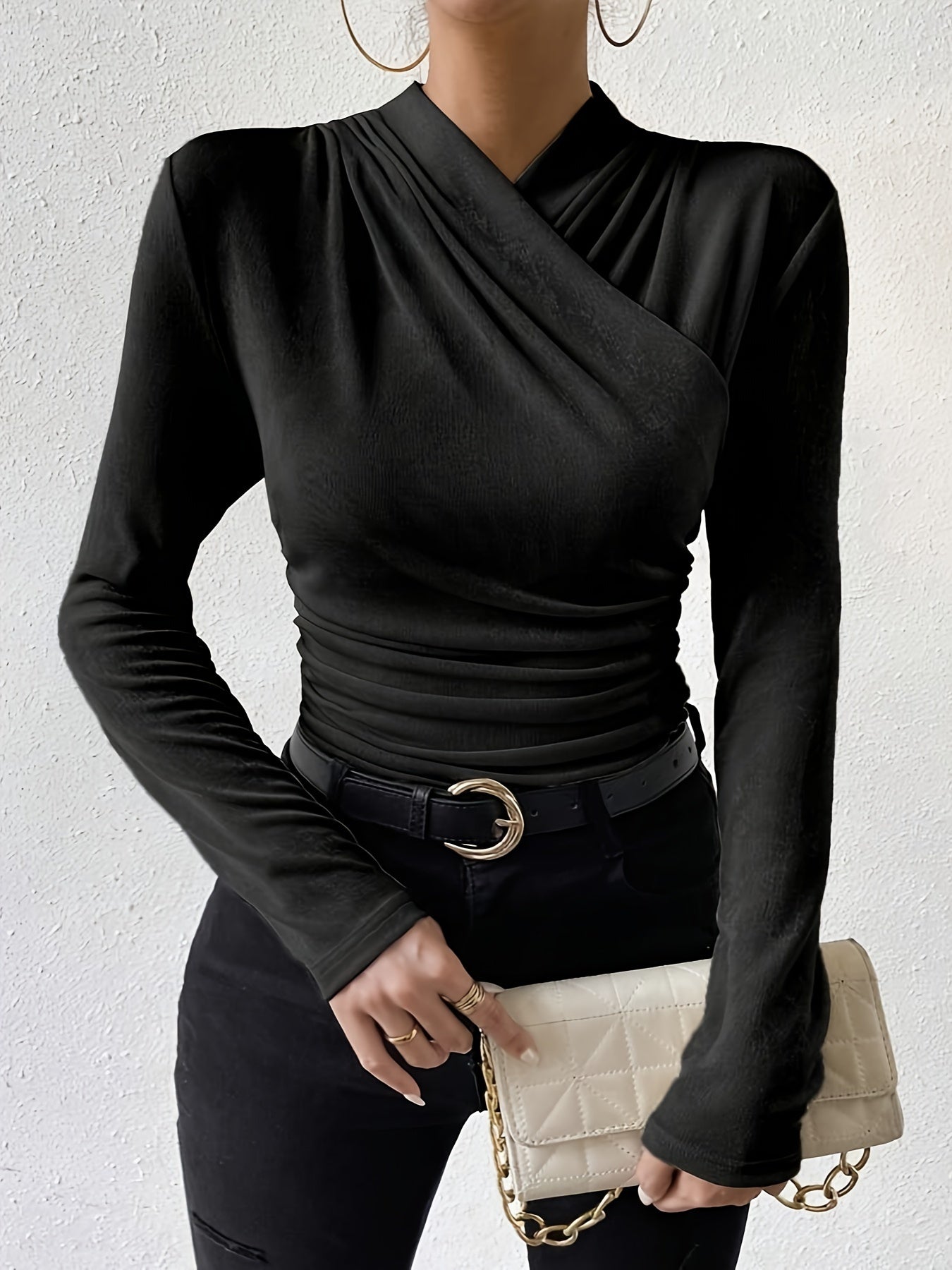 Surplice Neck Long Sleeve Top