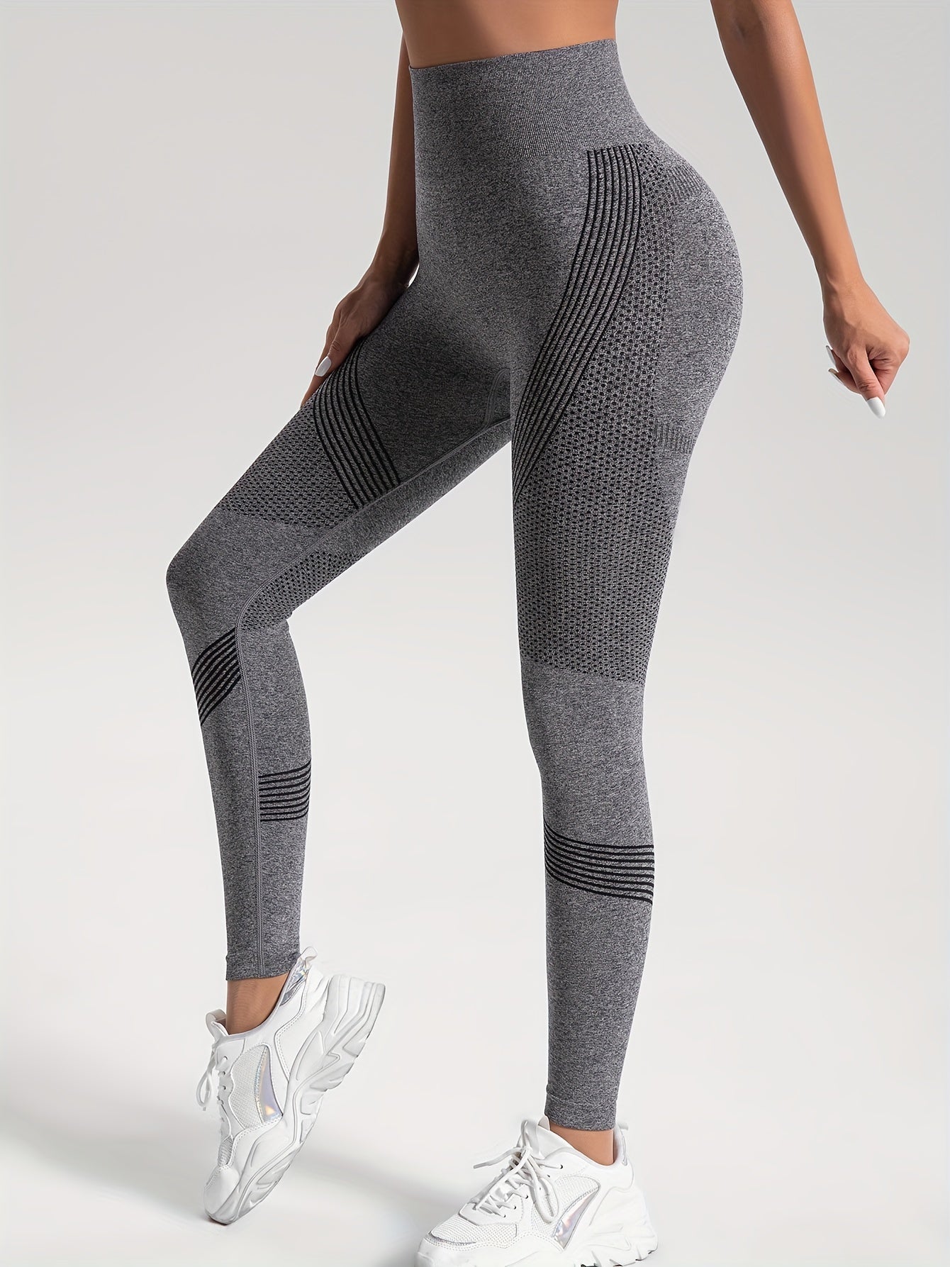 2 Pairs of High-Waisted Seamless Leggings for Gym and Activewear