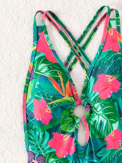 Tropical Print One-Piece Swimsuit