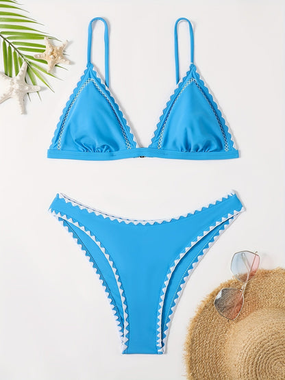 Contrast Trim Bikini Set