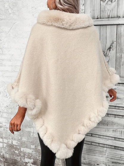 Fur-Trim Poncho Knit