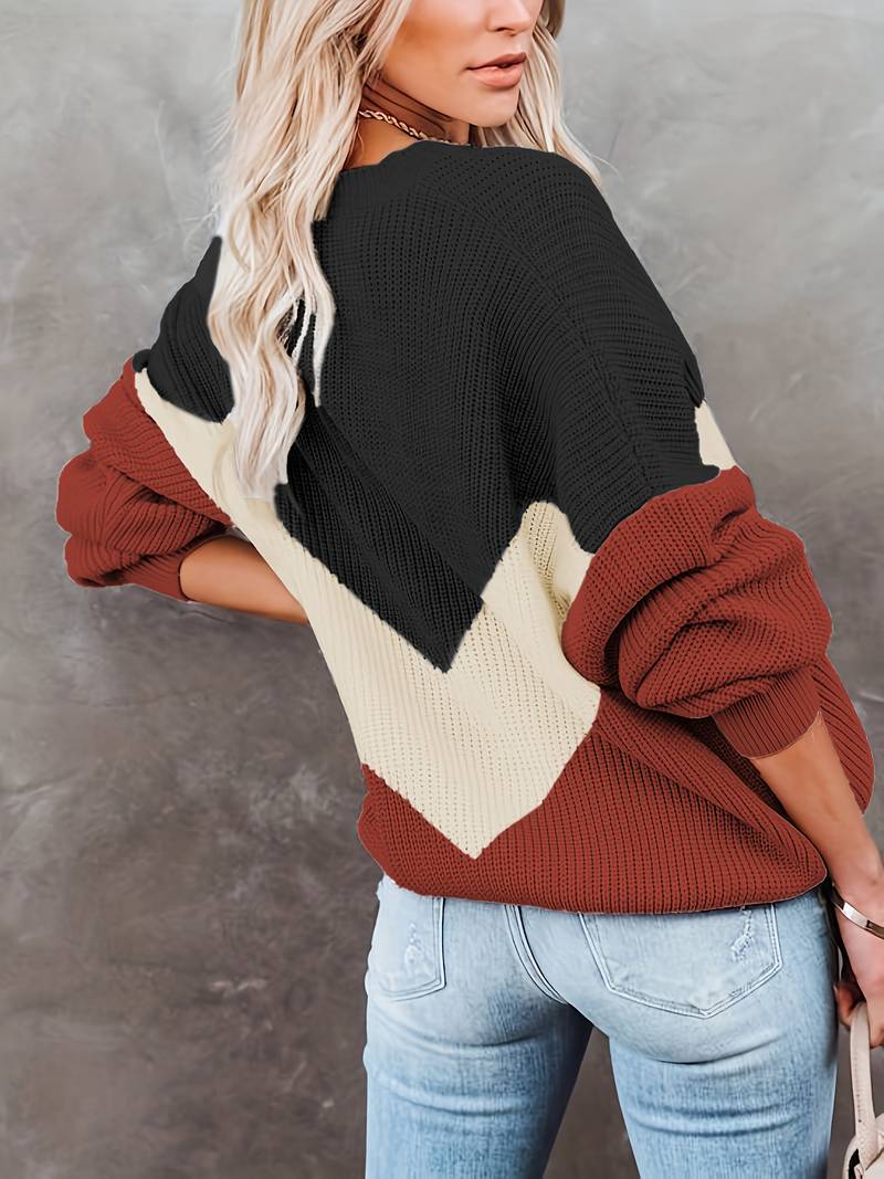 Colour Block Crew Neck Sweater