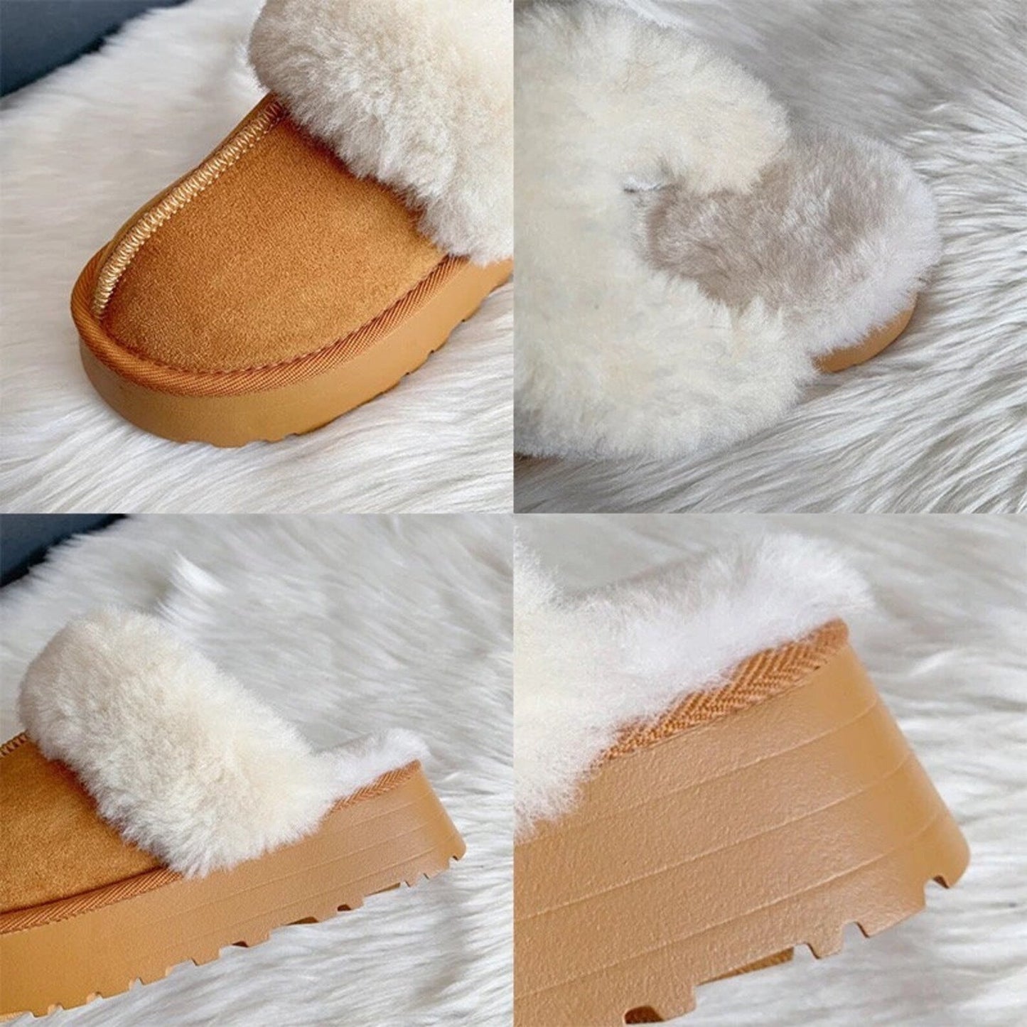 Fur Slip on Platform Slides