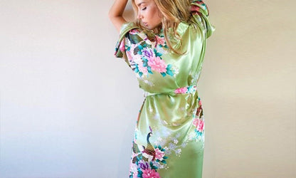 Japanese Inspired Silky Kimono Robe