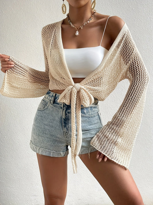 Tie Front Long Sleeve Cardigan