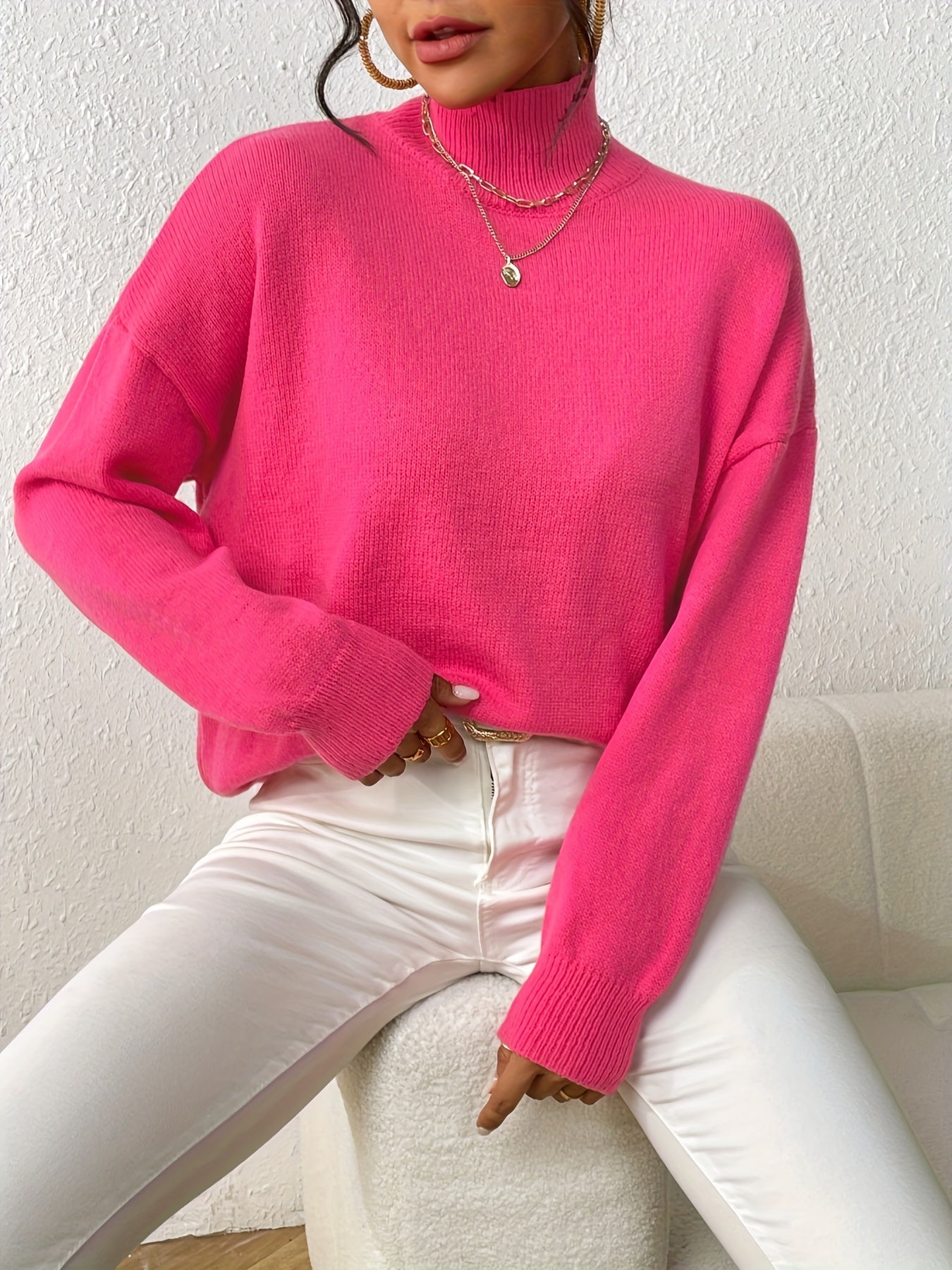 Cozy Turtle Neck Sweater Pink