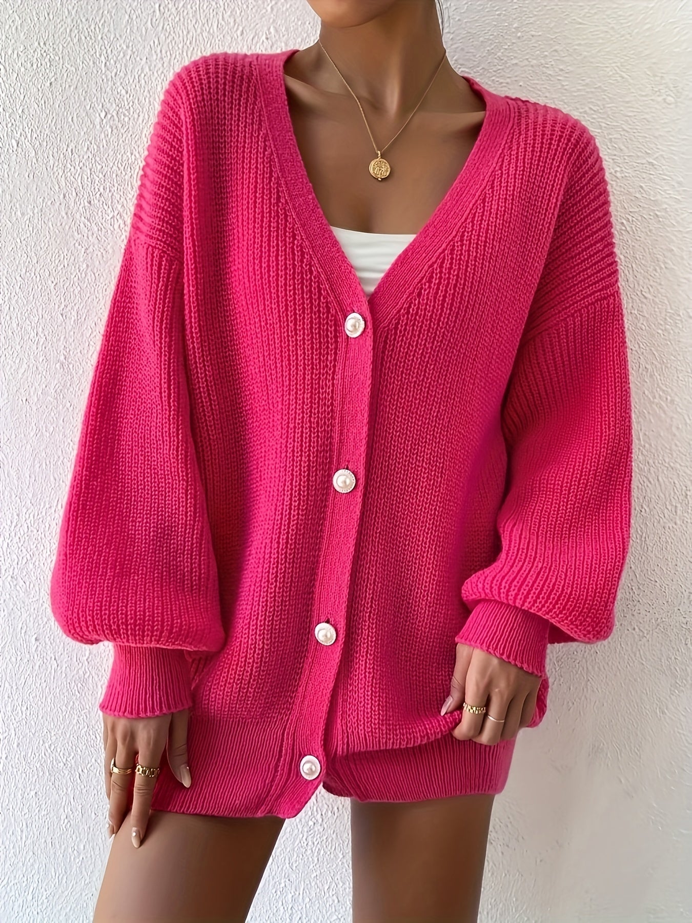 Pink Button Down Knit Cardigan