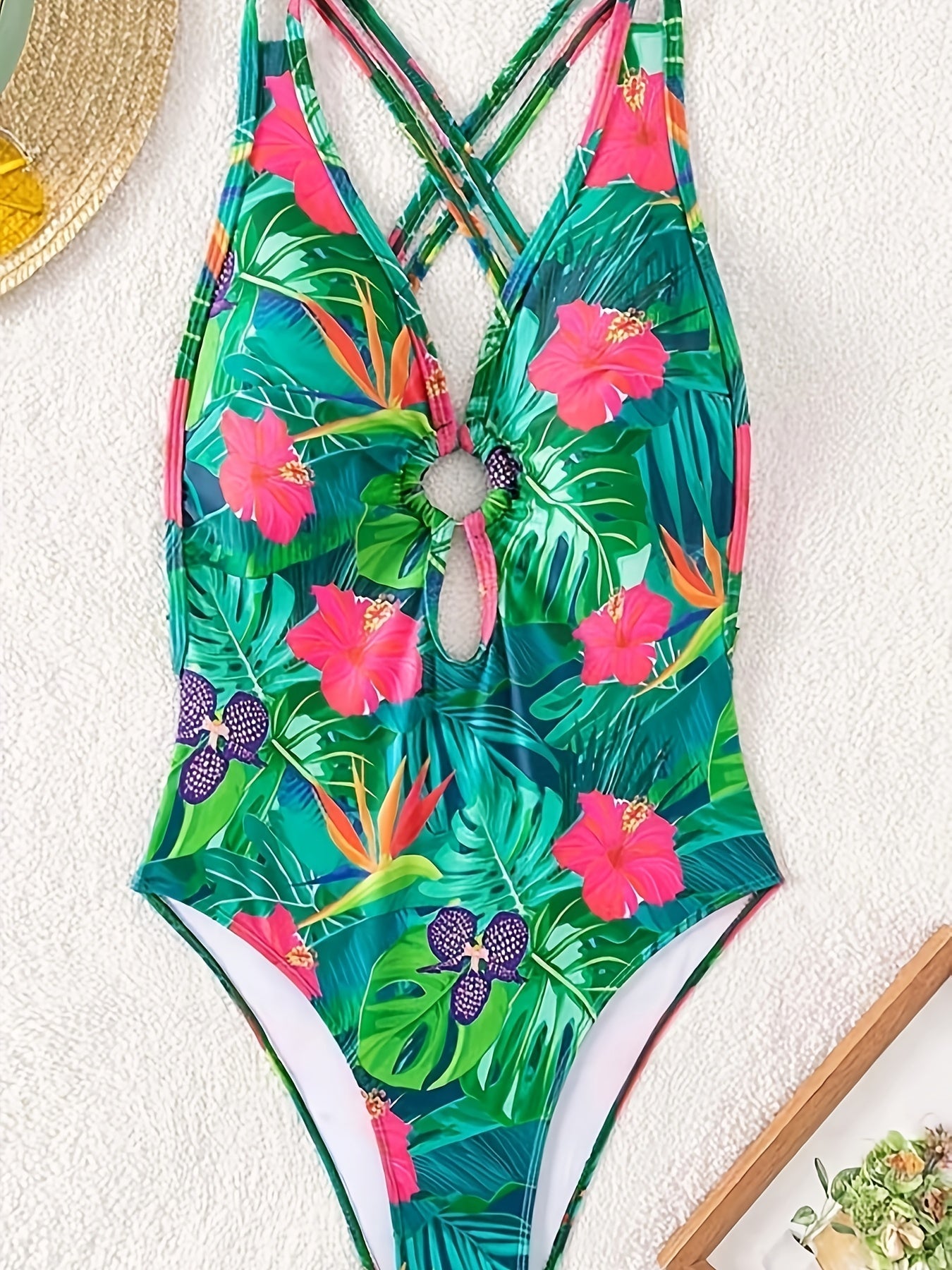 Tropical Print One-Piece Swimsuit