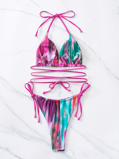 Multicolored Halter Neck Bikini Sets