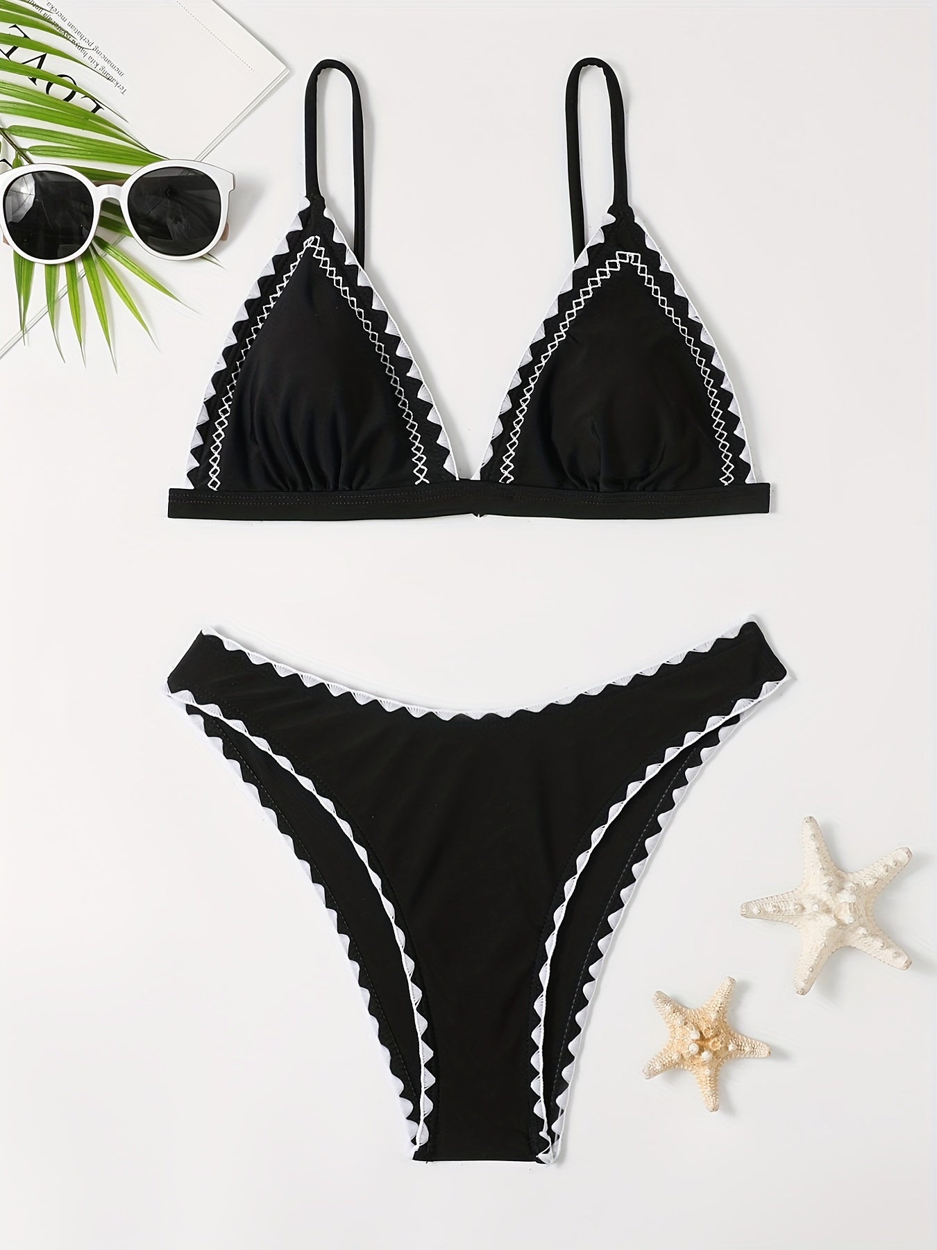 Contrast Trim Bikini Set