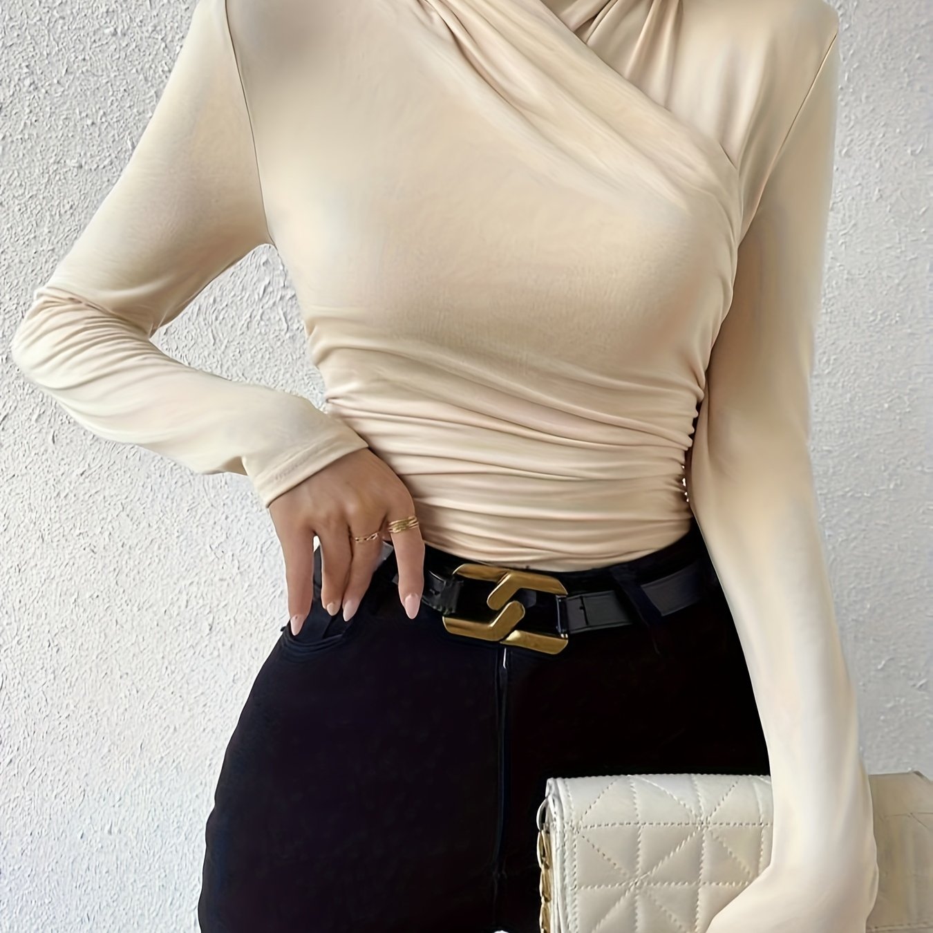 Surplice Neck Long Sleeve Top